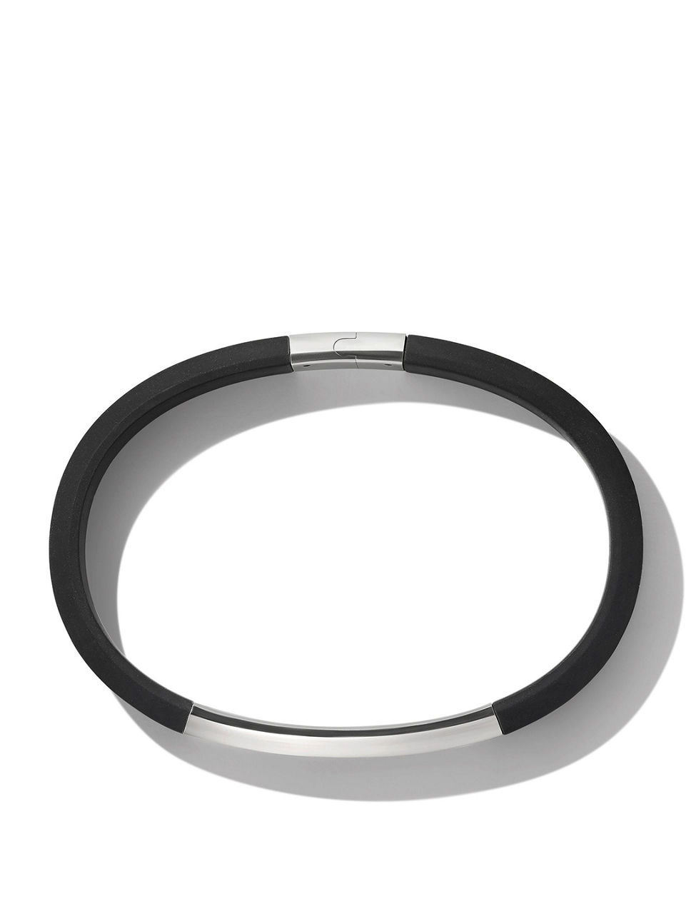 Streamline® Id Black Rubber Bracelet With Sterling Silver