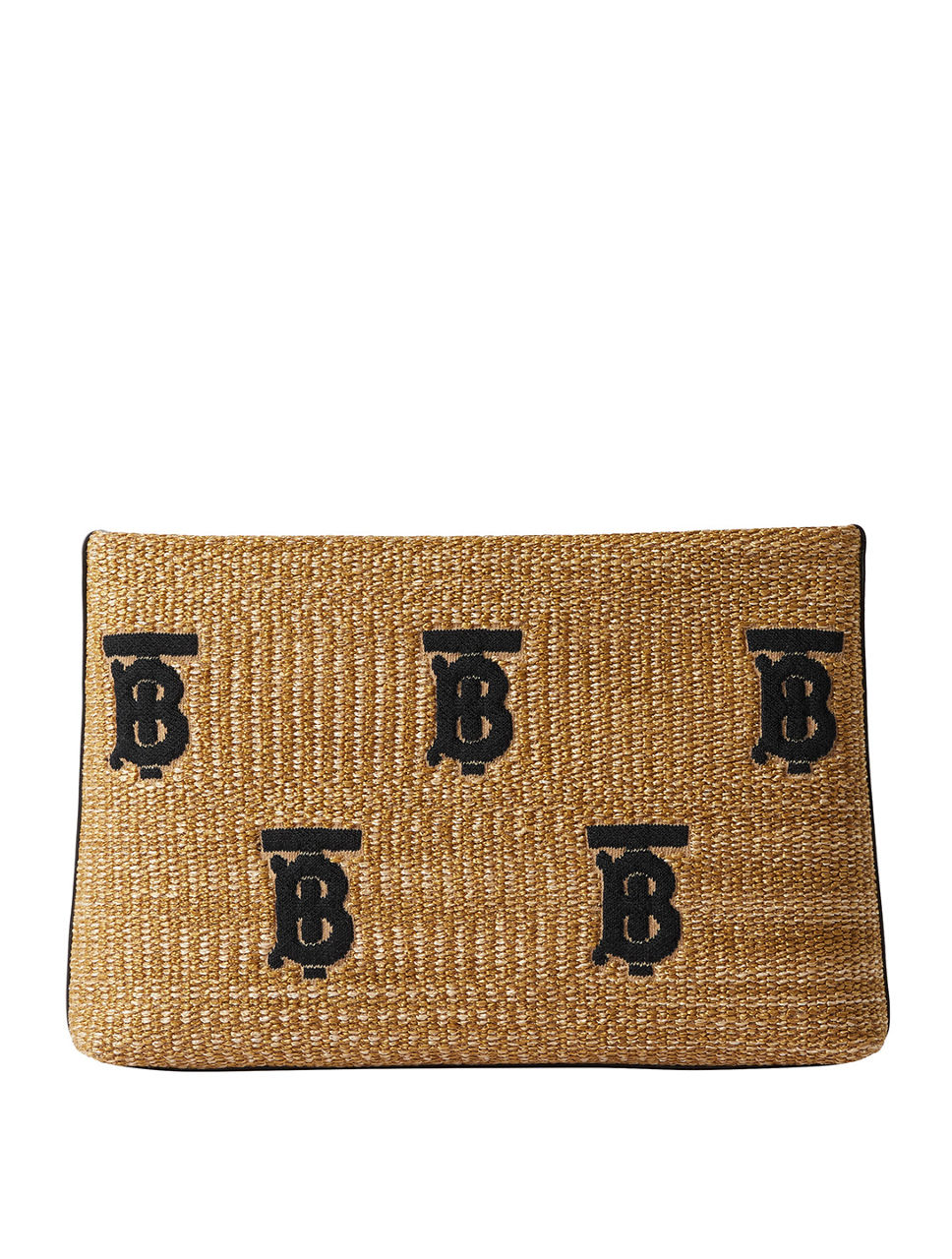 Burberry Monogram Raffia-effect Zip Pouch in Brown