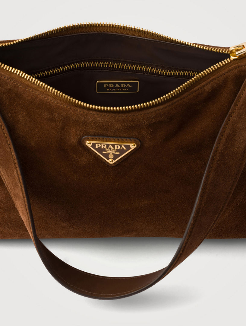 PRADA Prada Aimée Medium Suede Shoulder Bag | Holt Renfrew