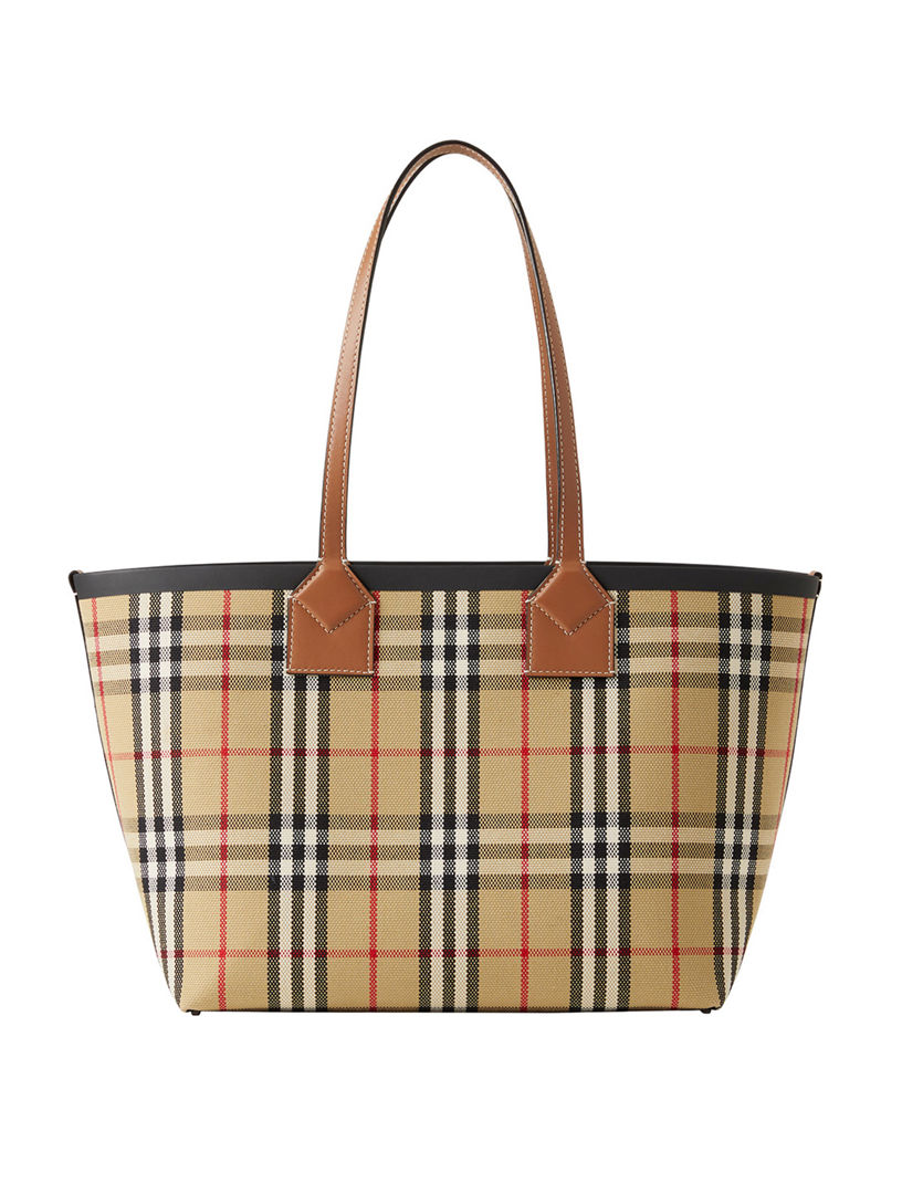 Burberry, Bags, Vintage Burberry Tote In Haymarket Check With Red Strap  And Trim