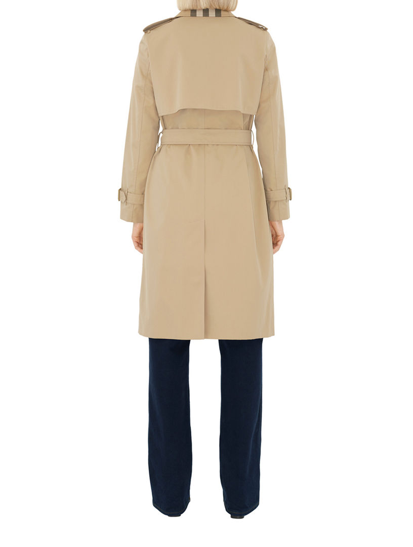 BURBERRY Long Check Lapel Gabardine Trench Coat | Holt Renfrew