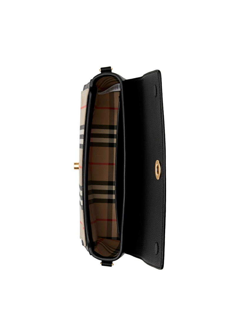 Leather and vintage check note crossbody bag discount