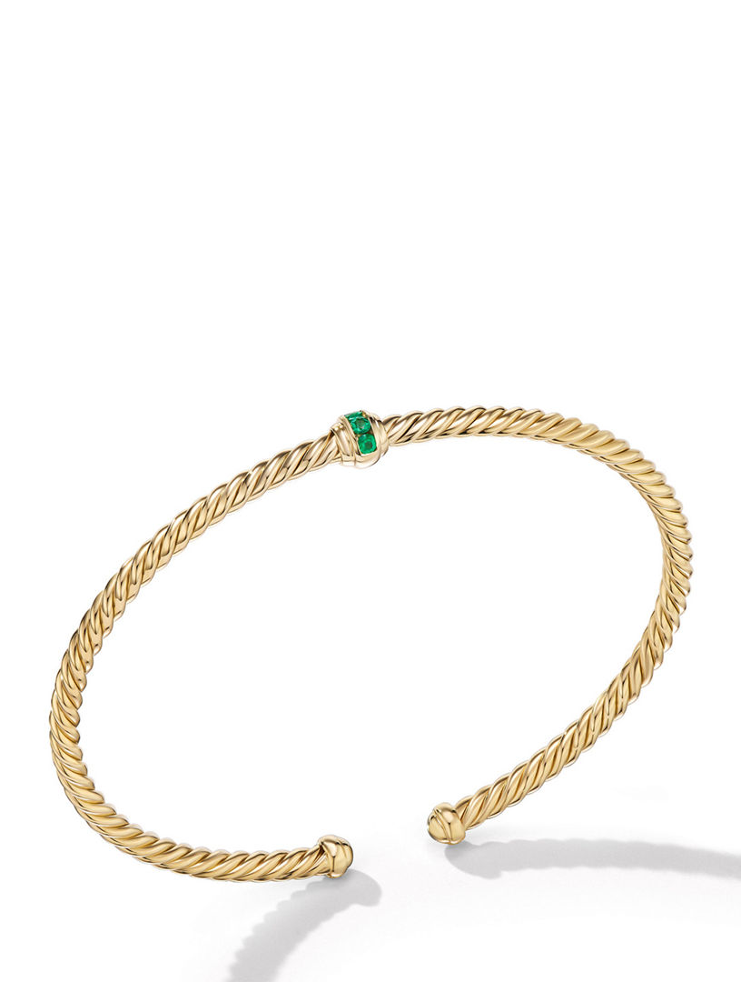Classic Cablespira® Center Station Bracelet 18k Yellow Gold With Pavé Emeralds