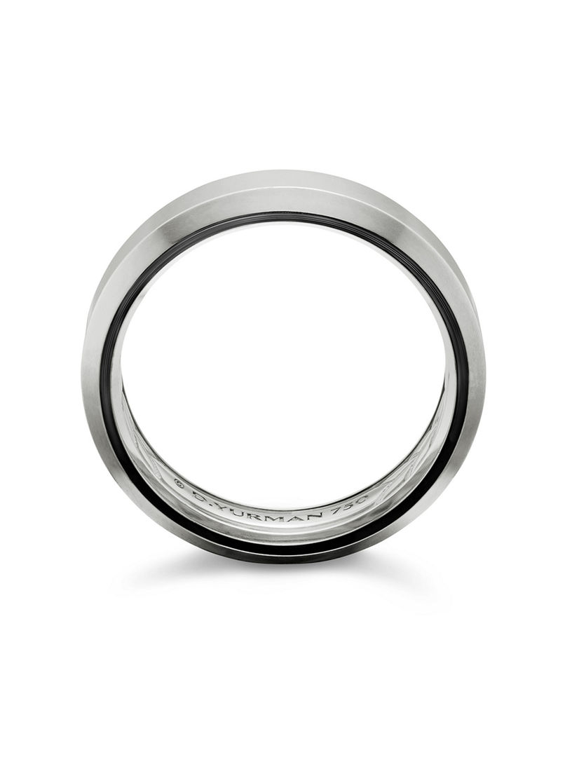 Beveled Band Ring 18k White Gold, 6mm