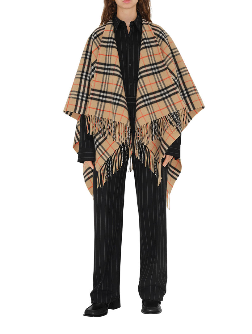 BURBERRY｜ (Check Wool Cashmere Cape (8090881)) BURBERRY Check Wool Cashmere Cape | Holt Renfrew