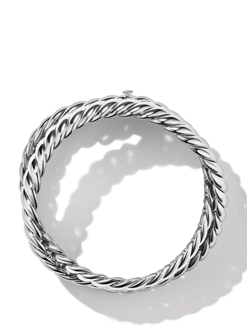 Sculpted Cable Triple Wrap Bracelet Sterling Silver, 8.5mm