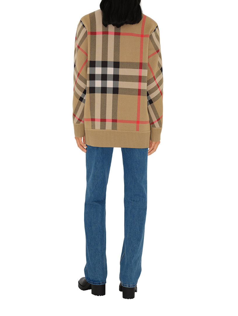 Check Wool Blend Cardigan