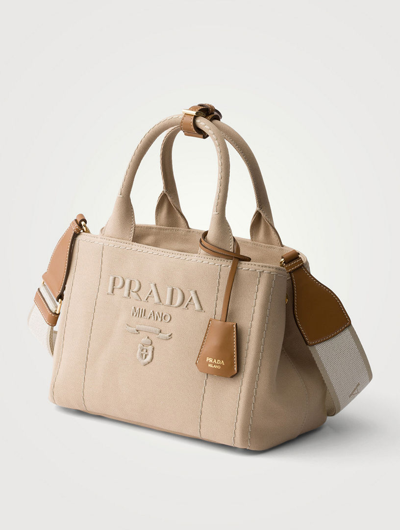 PRADA ビジネスバッグ ベージュ/ブラウン PRADA Prada Jardinière Small Cotton Canvas Bag | Holt Renfrew