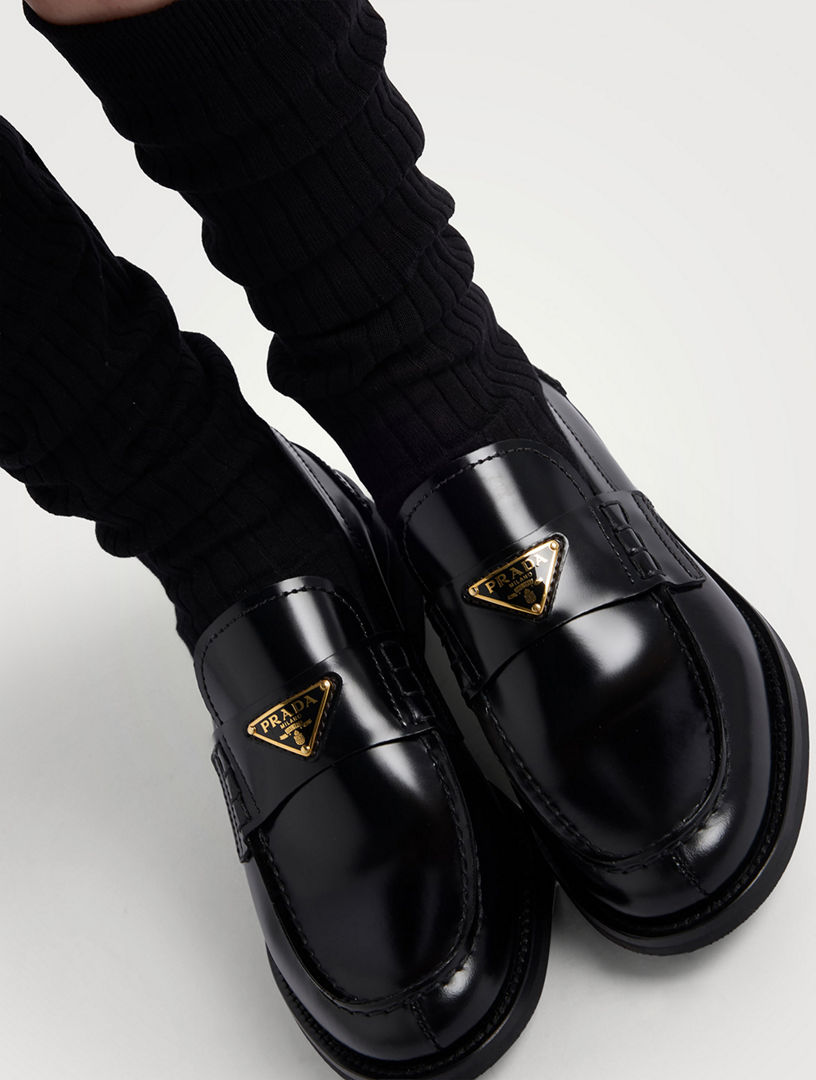 PRADA Brushed Leather Loafers | Holt Renfrew