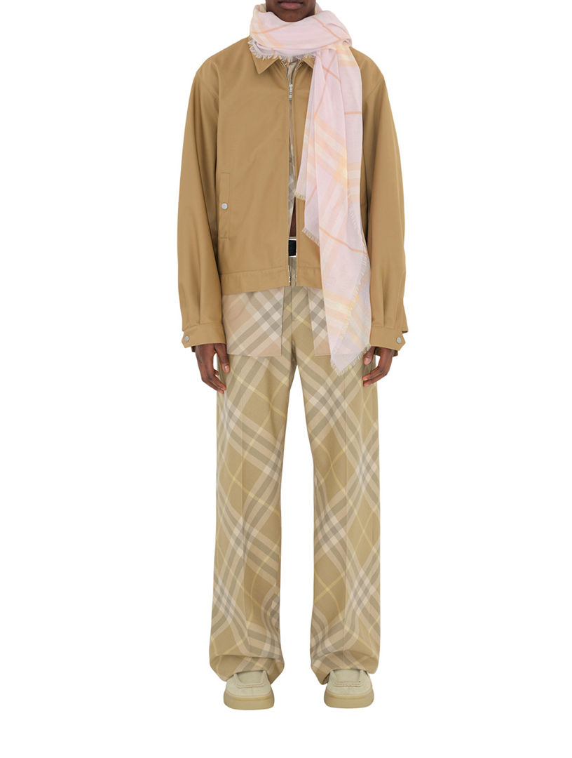 Wide Check Wool Scarf