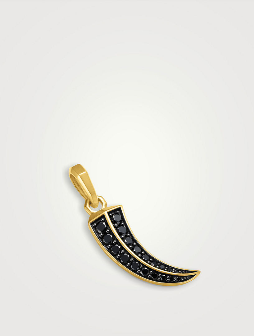 Claw Amulet In 18k Yellow Gold With Black Diamonds, 25mm