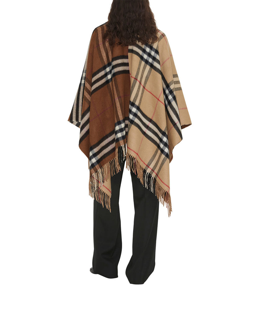 BURBERRY Contrast Check Wool Cashmere Cape Holt Renfrew