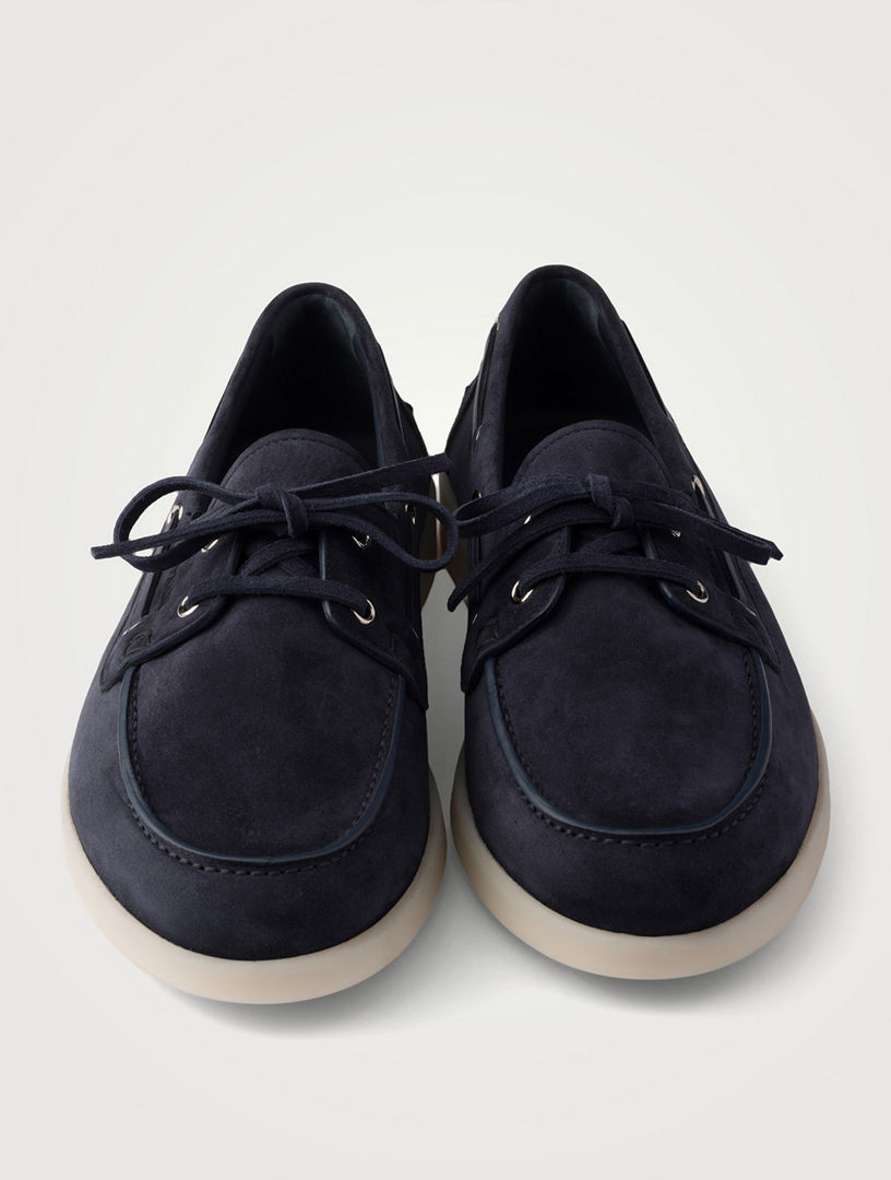 PRADA Suede Boat Shoes With Laces | Holt Renfrew