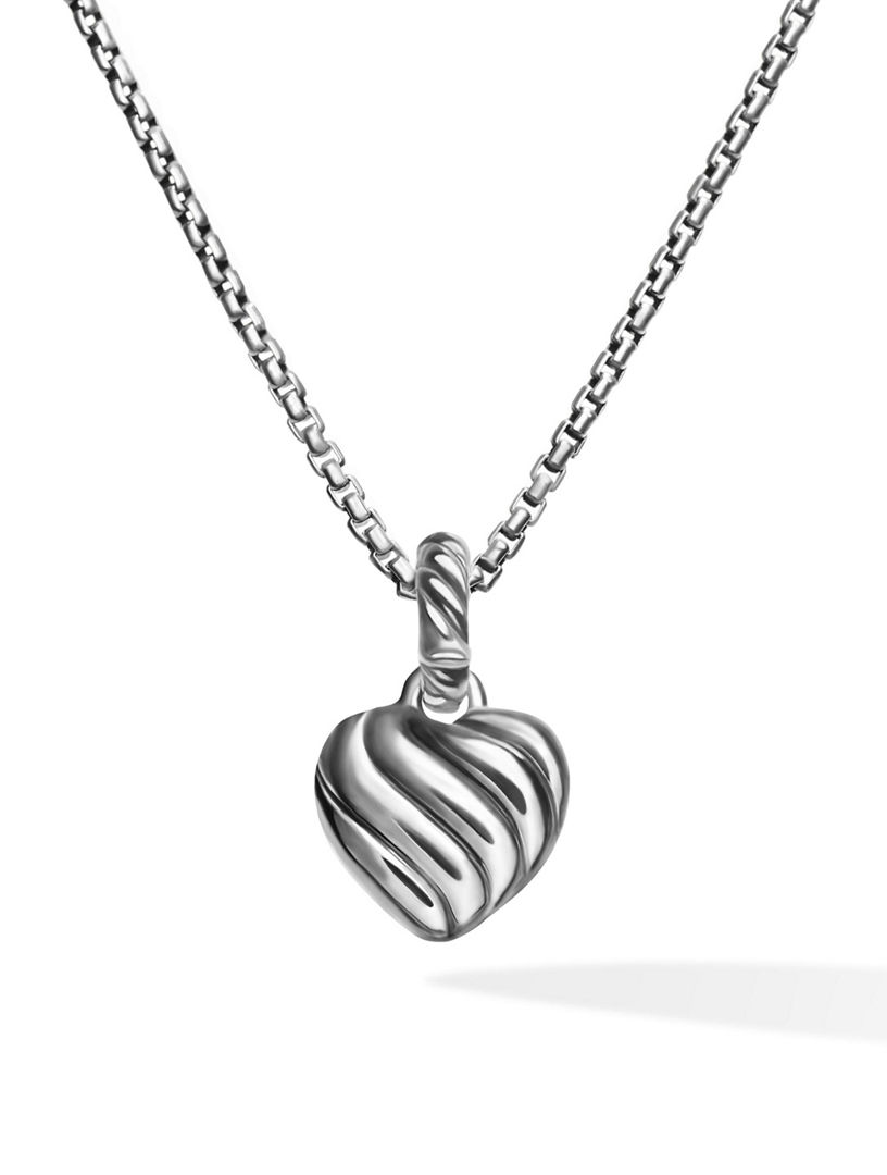 Petite Cable Heart Pendant Necklace In Sterling Silver With 14k Yellow Gold And Rhodolite Garnet, 17.1mm