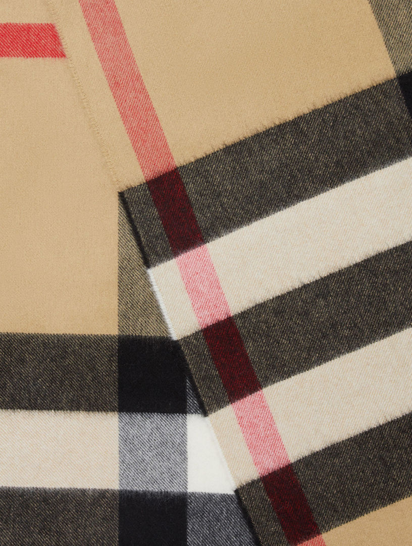 Contrast Check Cashmere Scarf in Archive Beige/birch Brown