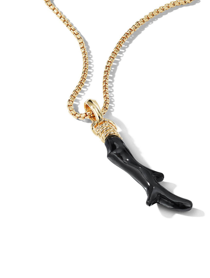 DAVID YURMAN Coral Amulet With Black Onyx And 18k Yellow Gold