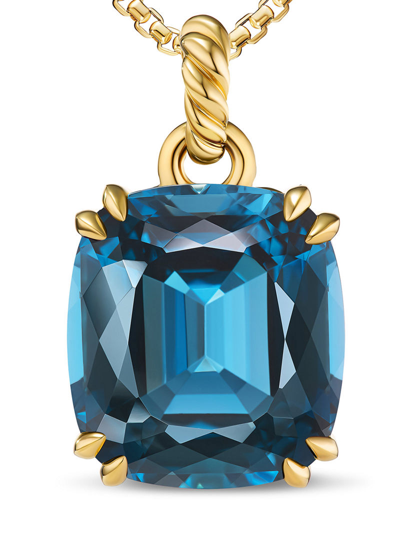 Marbella Pendant In 18k Yellow Gold With Hampton Blue Topaz, 22mm