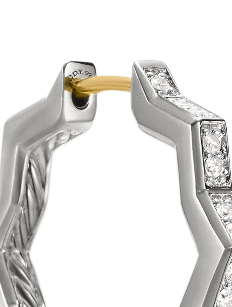 Zig Zag Stax™ Hoop Earrings In Sterling Silver With Diamonds, 22.8mm