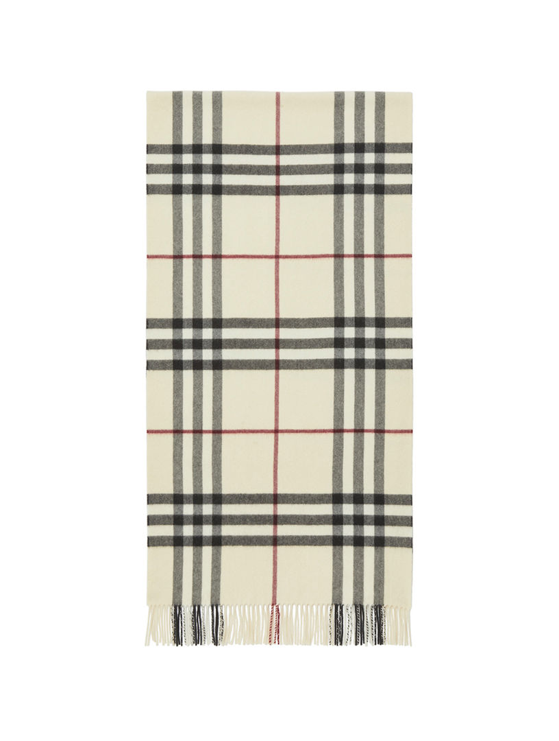 Wide Check Cashmere Scarf