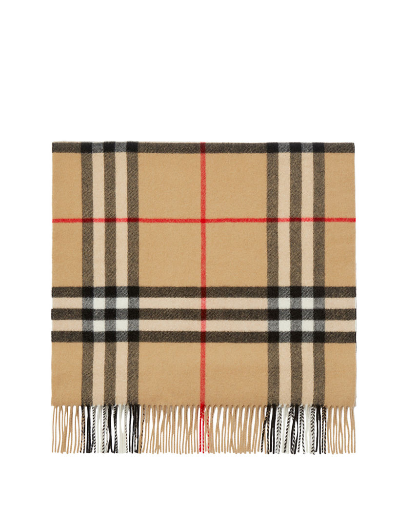 Wide Check Cashmere Scarf