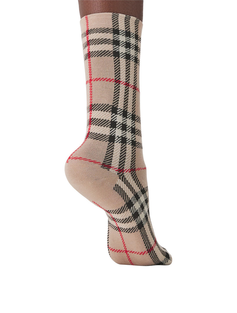 Vintage Check Intarsia Cotton Cashmere Blend Socks