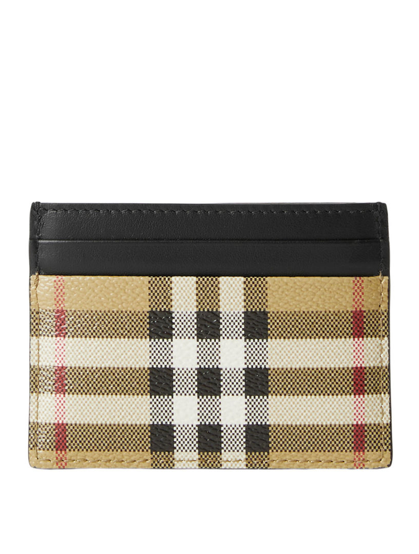 Burberry Haymarket Check and Leather Card Case- Black/ Multicolored (450  PEN) ❤ liked …