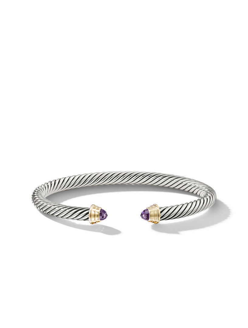 Cable Kids® Bracelet Sterling Silver With Amethyst And 14k Yellow Gold