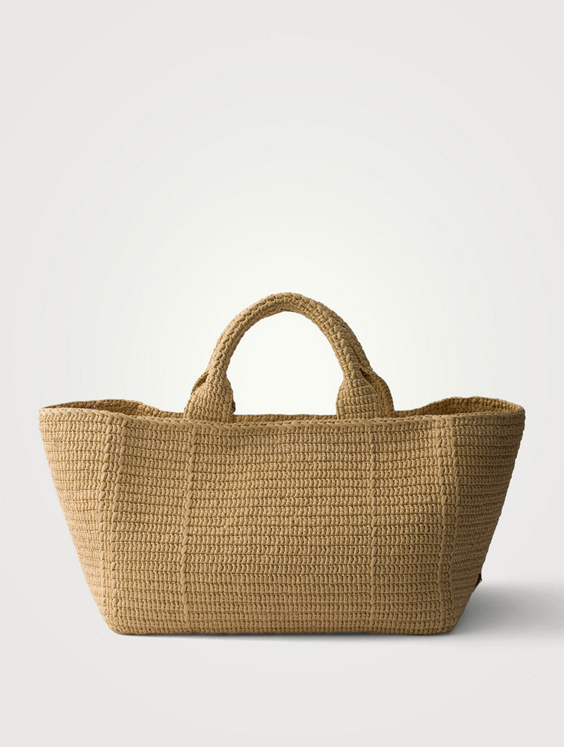 PRADA Large Crochet Tote Bag With Leather Details | Holt Renfrew