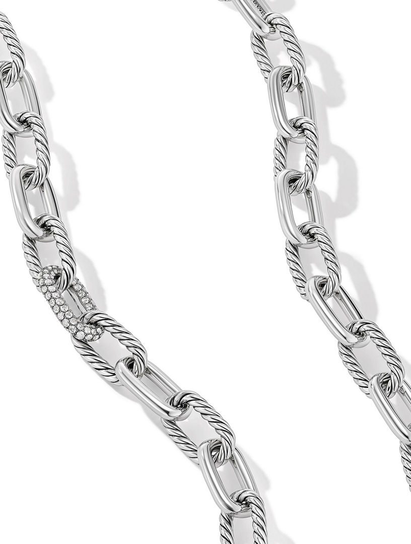 Dy Madison® Chain Necklace In Sterling Silver With Diamonds, 11mm