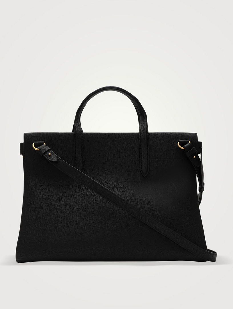 Burberry London Tote Bag Black Stitch Burberry Black Leather