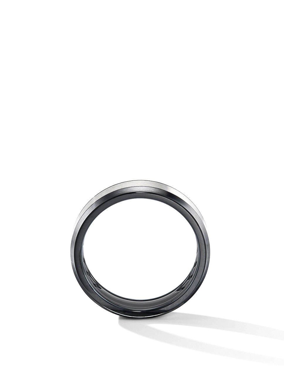 Beveled Band Ring Black Titanium With Grey