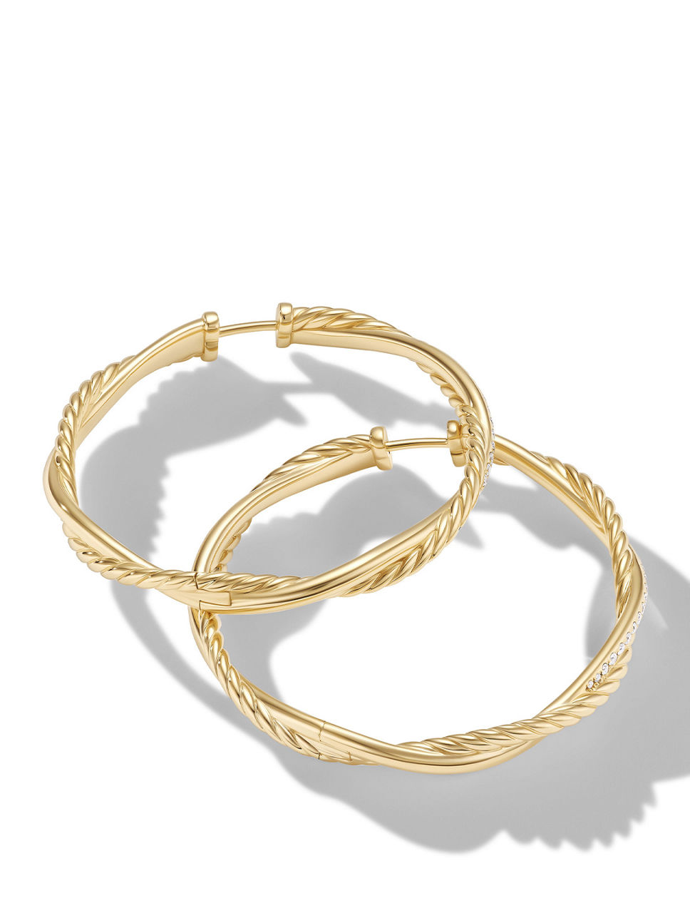 Petite Infinity Hoop Earrings In 18k Yellow Gold With Pavé Diamonds