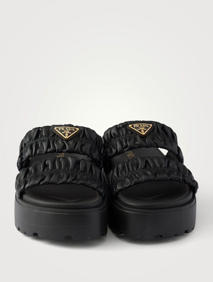 PRADA ミュール PRADA Matelassé Nappa Leather Flatform Slides | Holt Renfrew