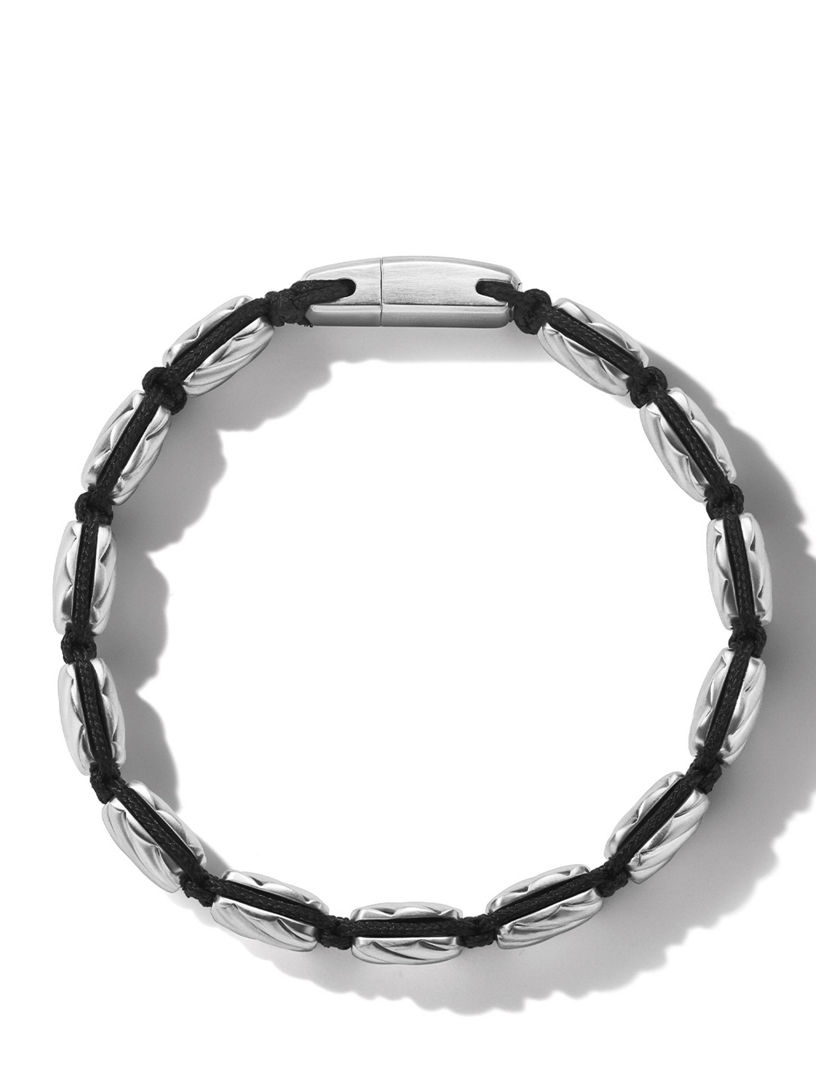 Sculpted Cable Woven Tile Bracelet Sterling Silver