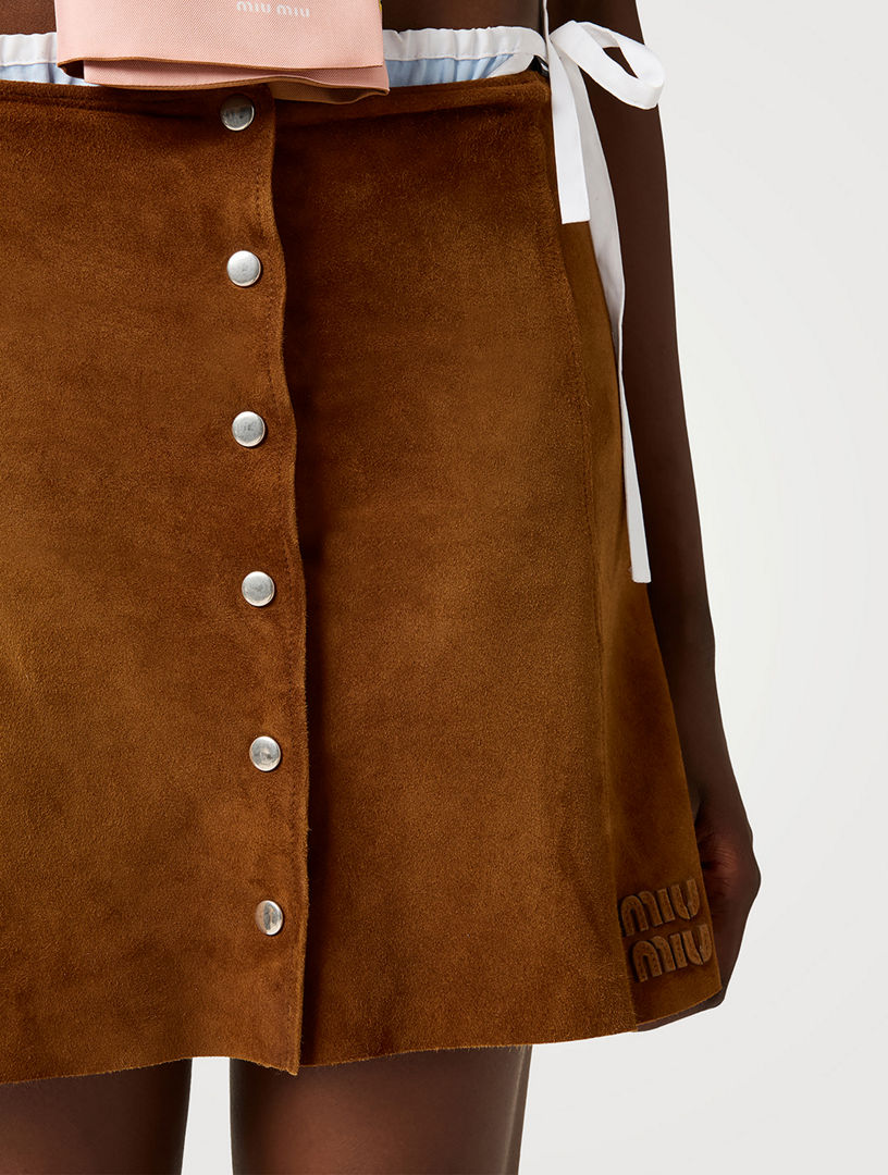 MIU MIU Waxed Suede Miniskirt | Holt Renfrew