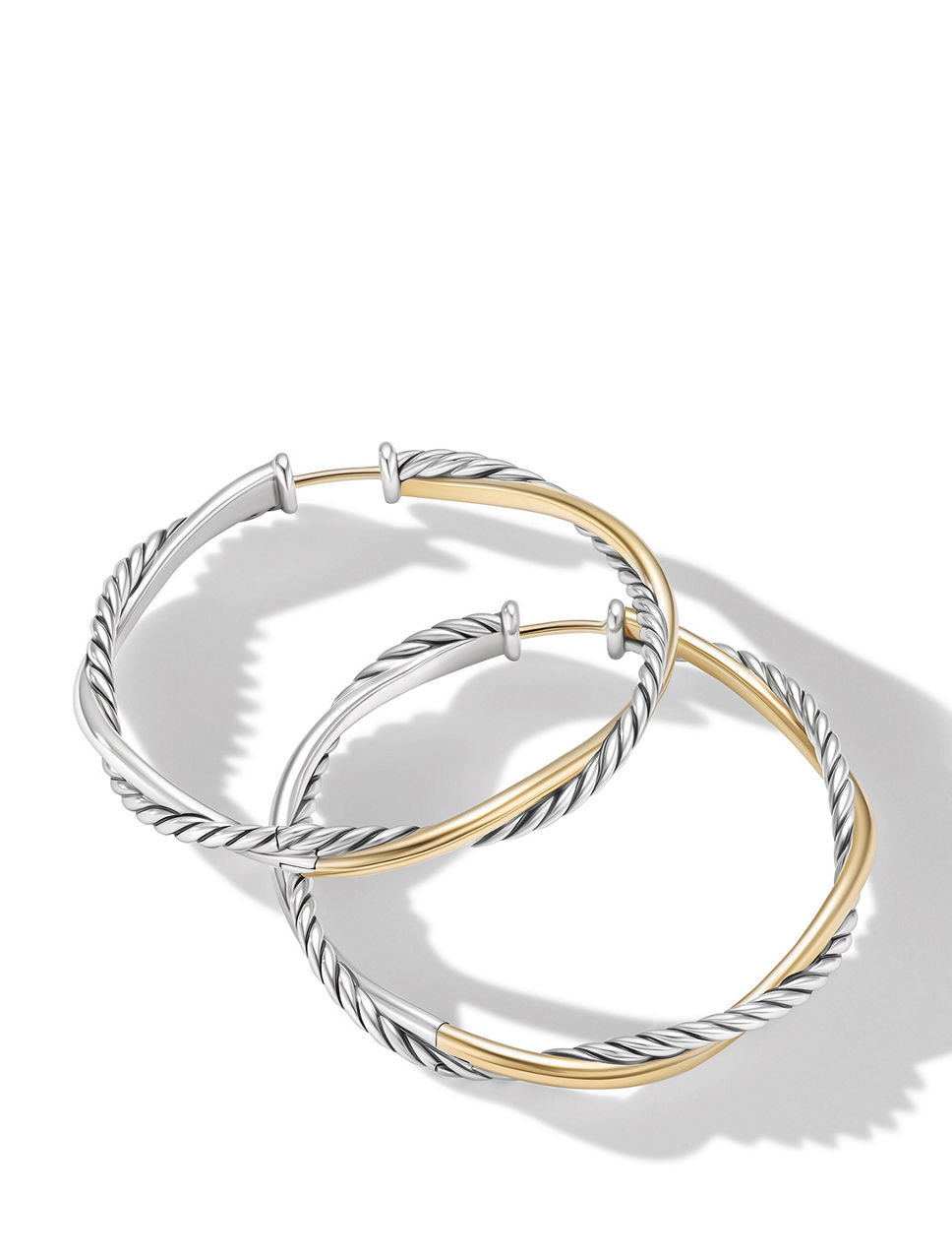 Petite Infinity Hoop Earrings In Sterling Silver With 14k Yellow Gold