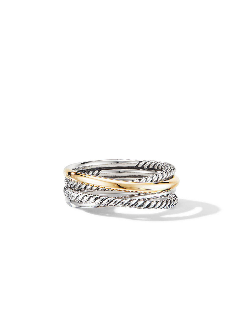 DAVID YURMAN Crossover Band Ring In Sterling Silver With 18k Yellow ...