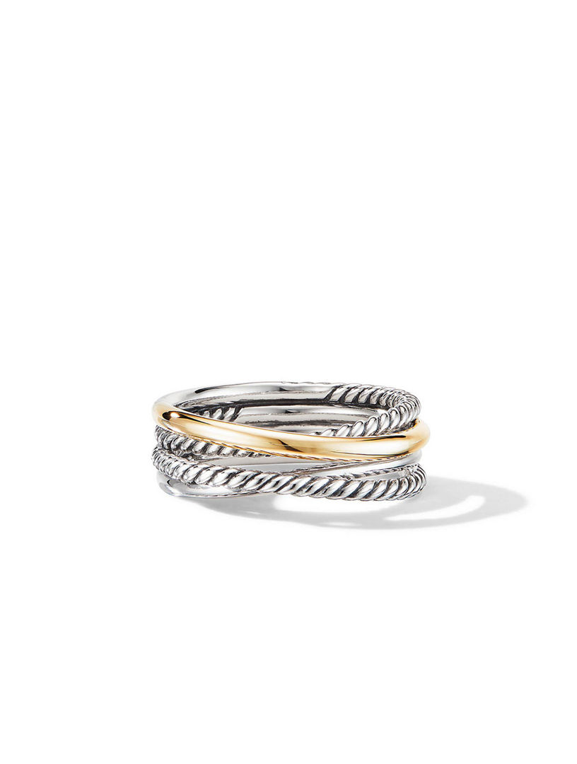 DAVID YURMAN Crossover Band Ring In Sterling Silver With 18k Yellow ...