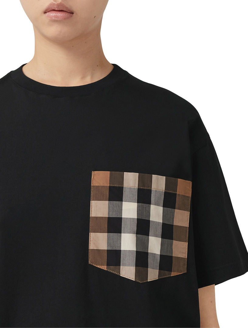 Burberry check 2024 sleeve t shirt