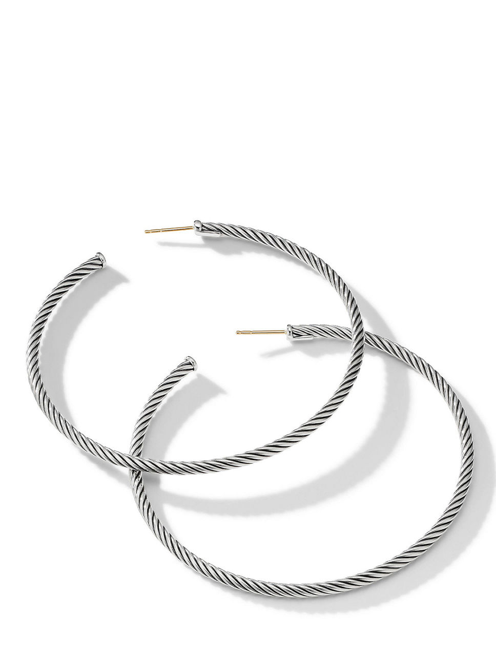 Sculpted Cable Hoop Earrings In Sterling Silver