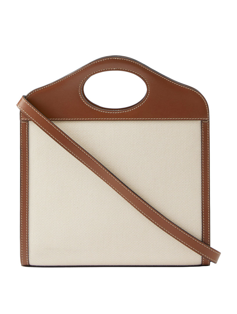 ハンドバッグ BURBERRY POCKET MIN HANDBAG INI COATED CANVAS Mini Pocket Bag in Natural/malt brown - Women, Canvas