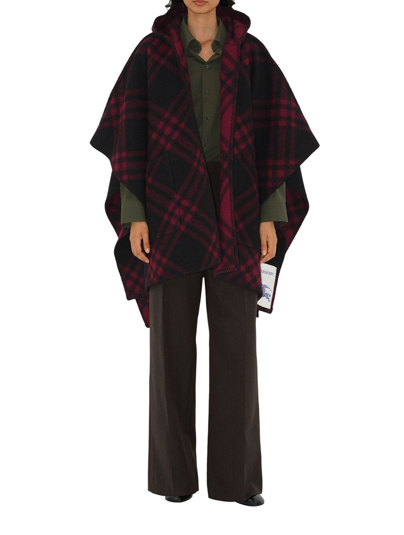 【BURBERRY】CHECK WOOL REVERSIBLE CAPE Check Wool Reversible Cape in Black | Burberry® Official