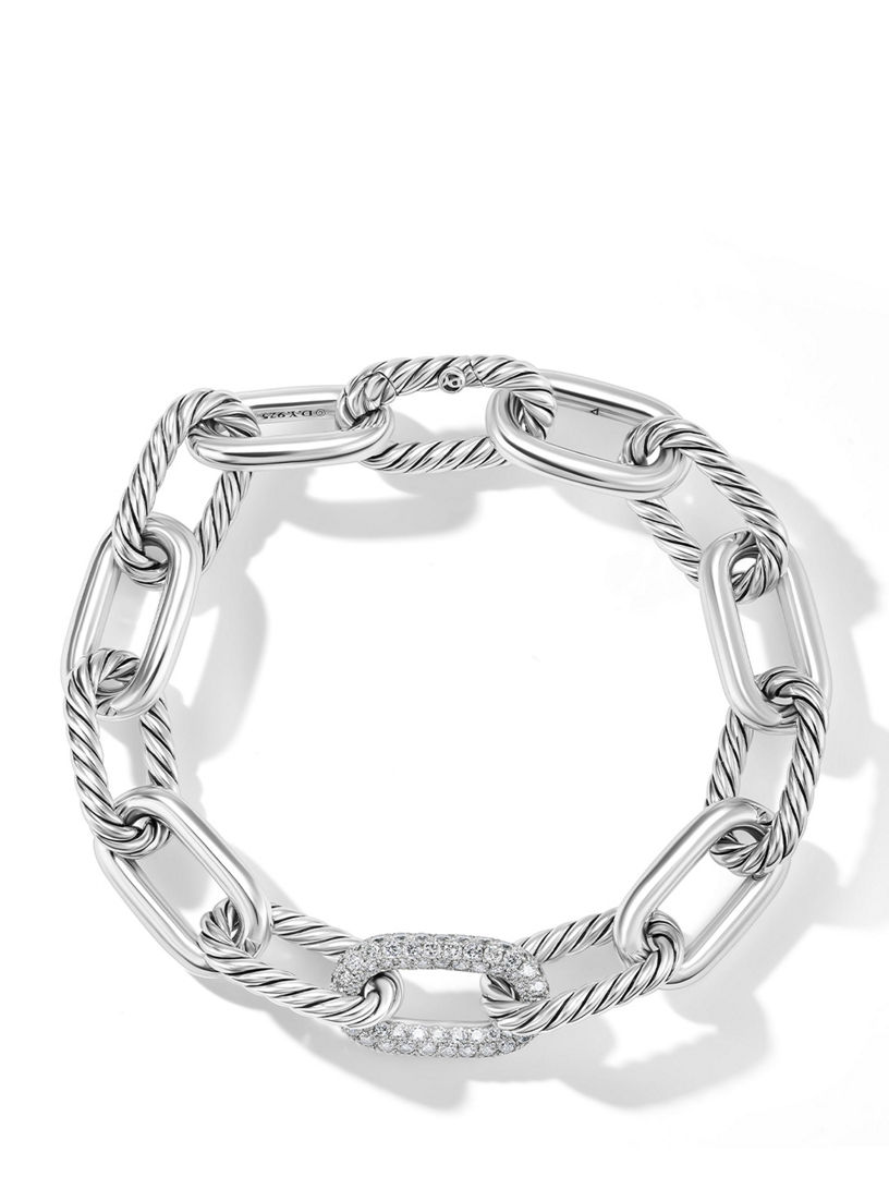 Dy Madison® Chain Bracelet In Sterling Silver With Diamonds, 11mm