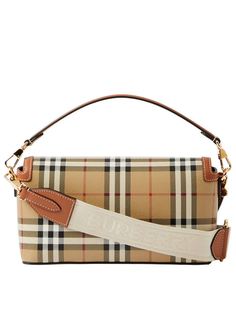 Burberry Check Small Dog Collar in Archive Beige/briar Brown