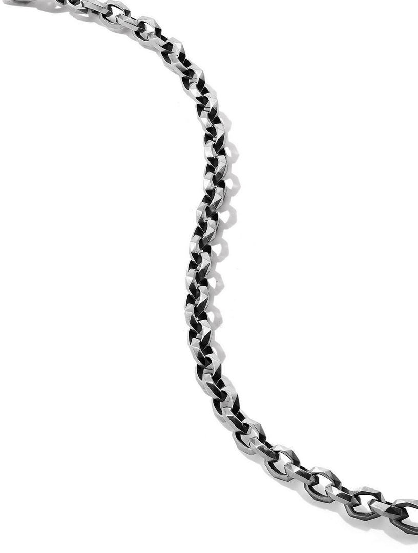 Torqued Faceted Chain Link Bracelet Sterling Silver