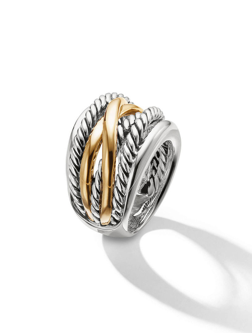 DAVID YURMAN Crossover Ring In Sterling Silver With 14k Yellow