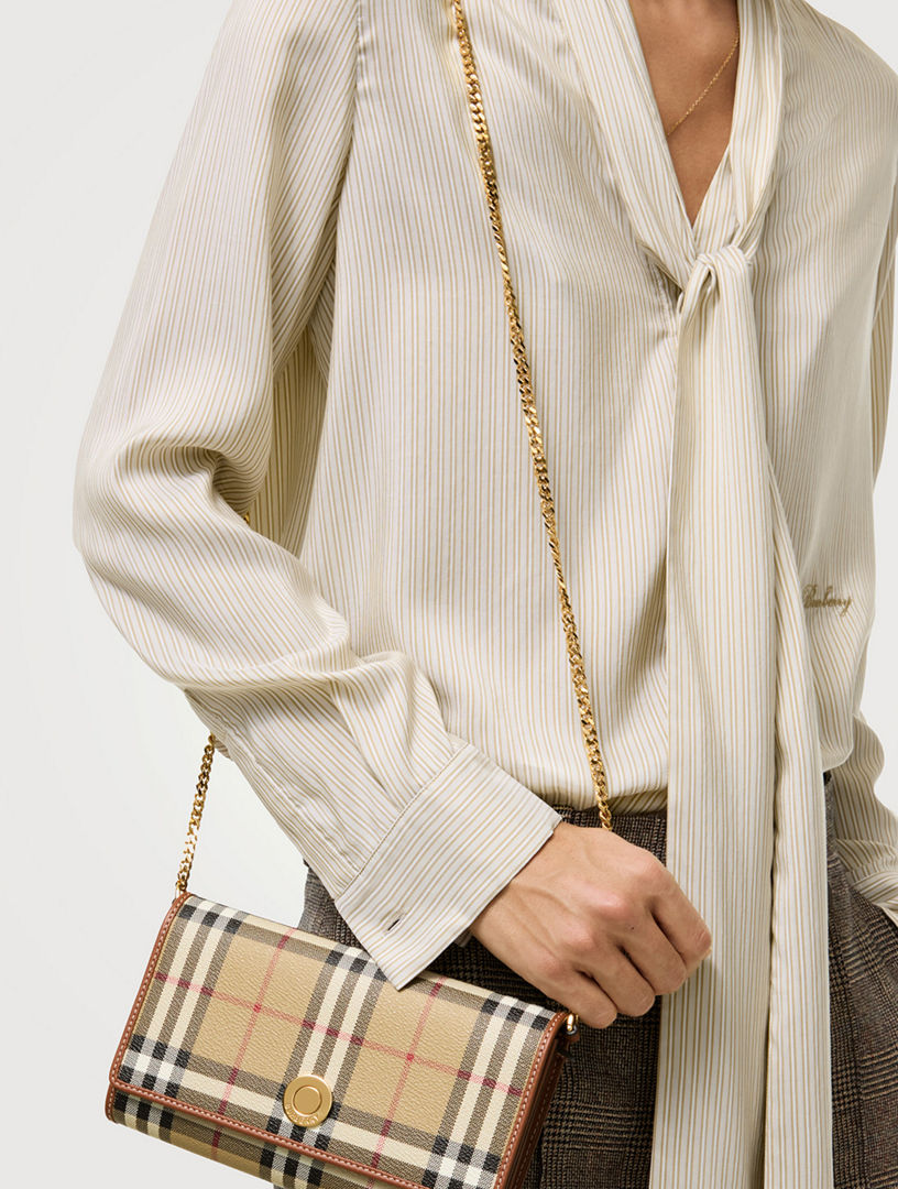 BURBERRY Check Chain Strap Wallet | Holt Renfrew