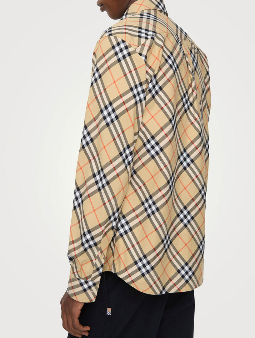 BURBERRY Relaxed Fit Check Cotton Flannel Shirt | Holt Renfrew