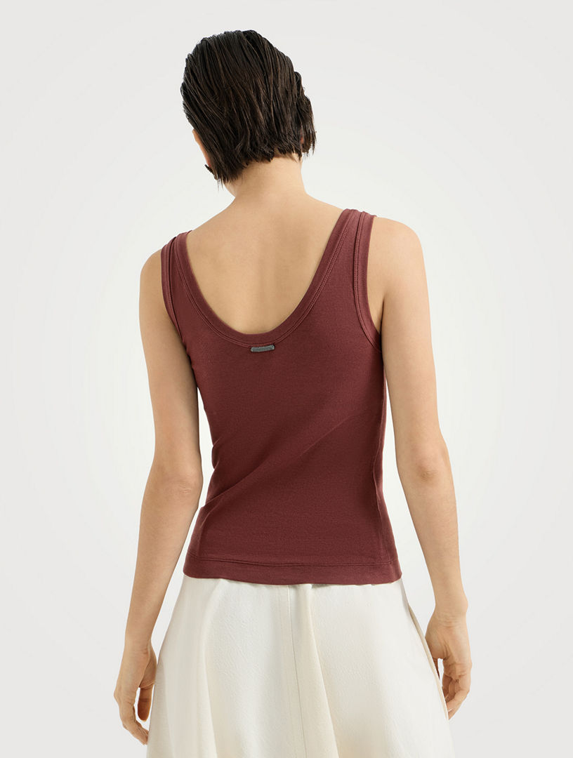 BRUNELLO CUCINELLI Monili Ribbed Jersey Top | Holt Renfrew