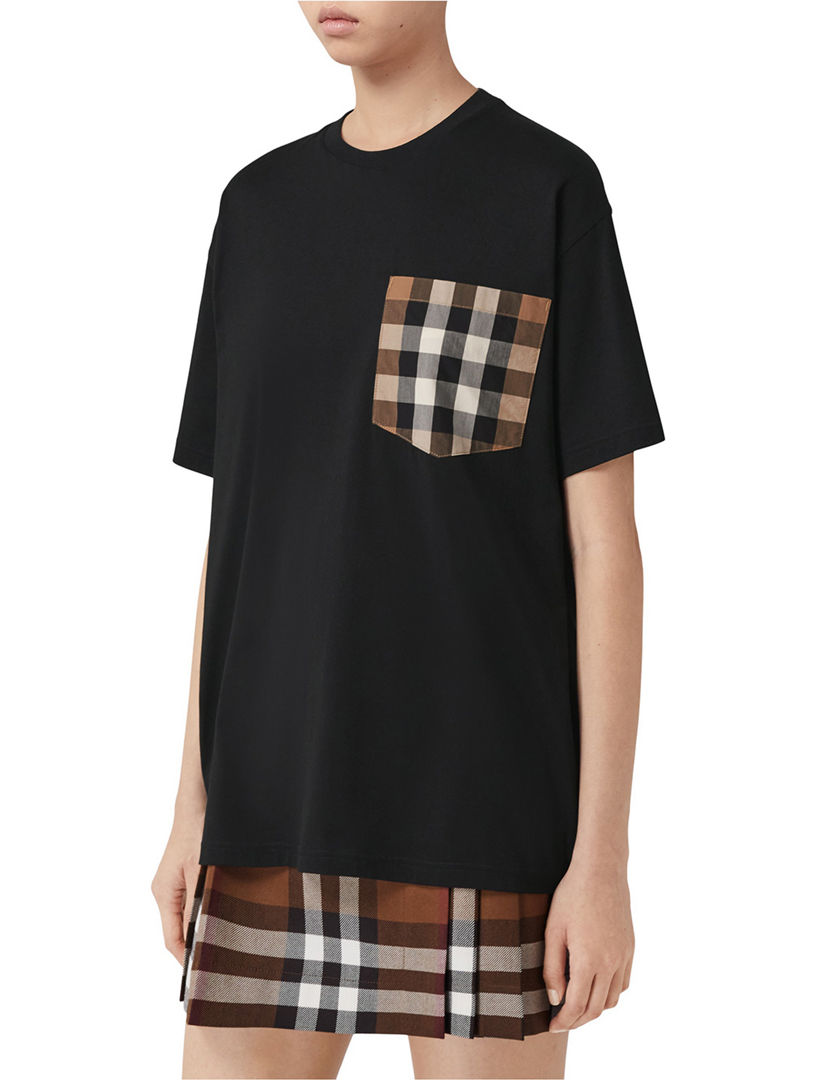 Burberry check sleeve t shirt best sale